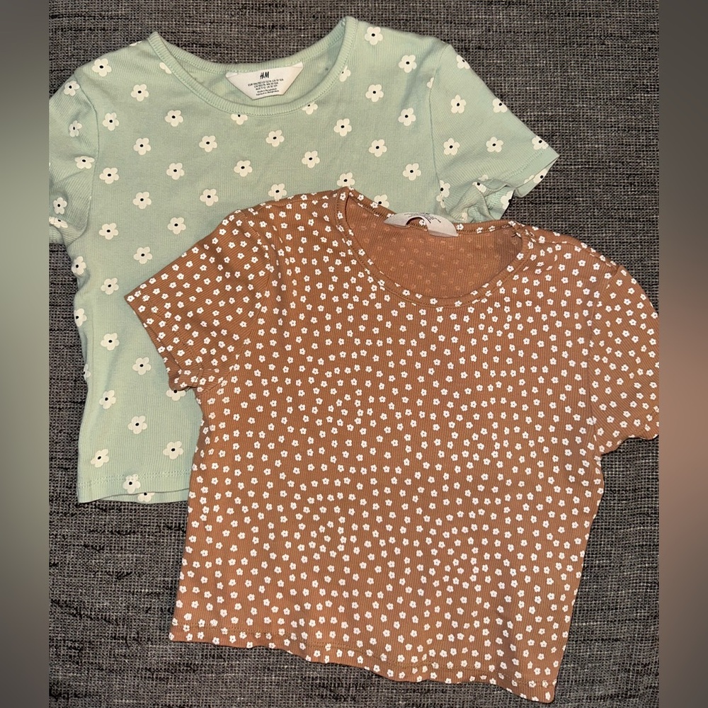 H&M Kids Short Sleeve Tees - Mint Green and Brown